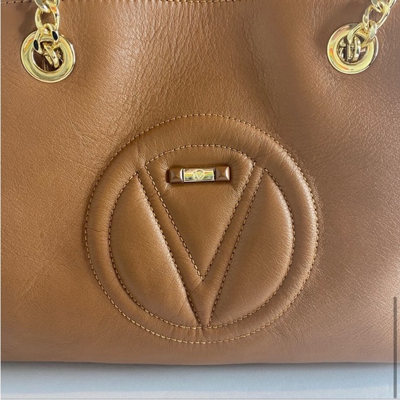 NWT Authentic VALENTINO By Mario Valentino Gold Chain Ladies Crossbody/ Tote Bag - Picture 13 of 15